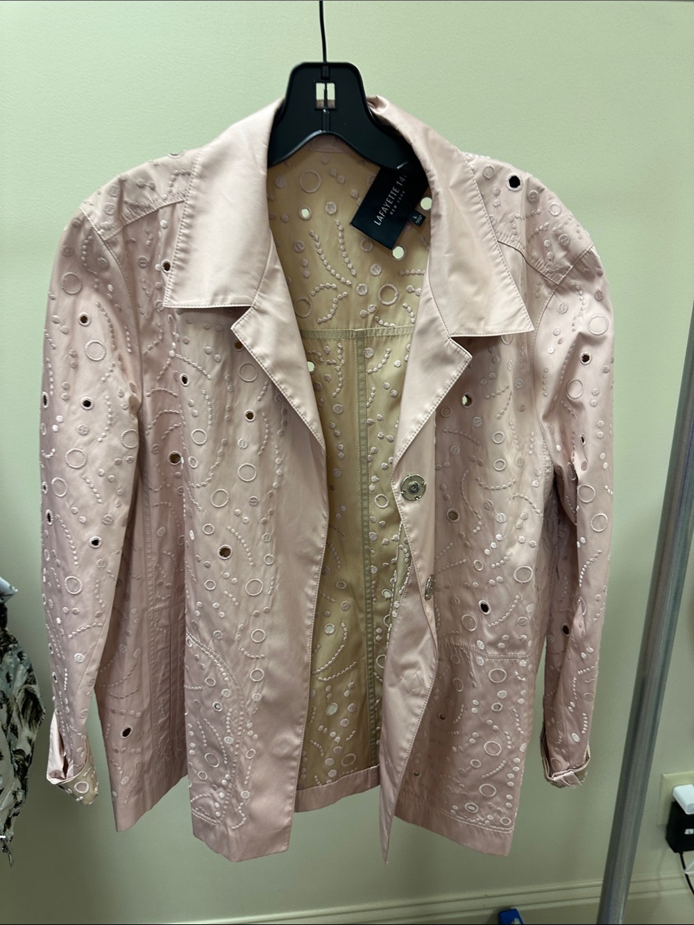 Lafayette 148 New York Blush Eyelet Trench Coat